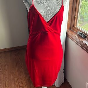 Red suede cocktail Dress